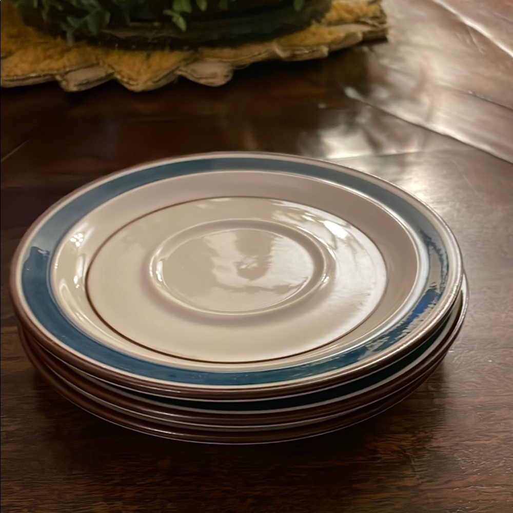 Stoneware~Journey Blue, 3 saucers.